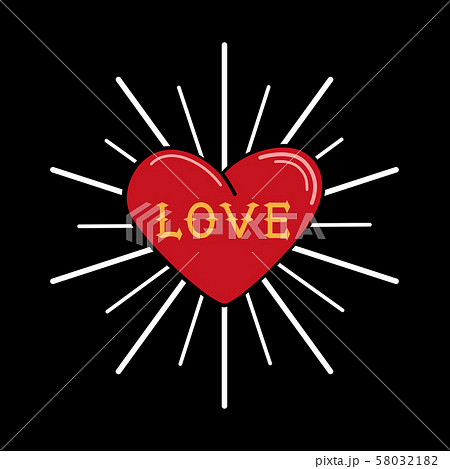 Retro heart sign on black background 58032182