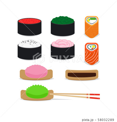 Japanese food vector icons set 58032289