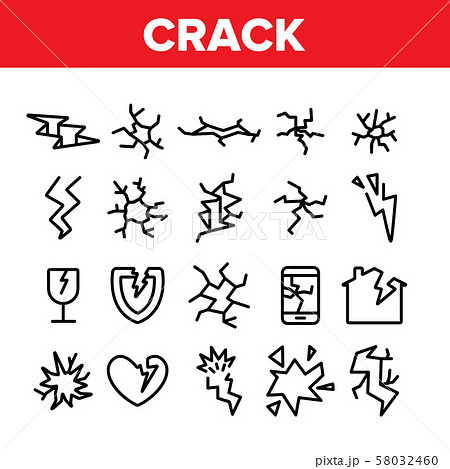 Crack Things Collection Elements Icons Set Vector 58032460