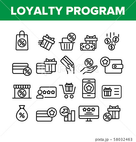 Loyalty Program Bonus Collection Icons Set Vector 58032463