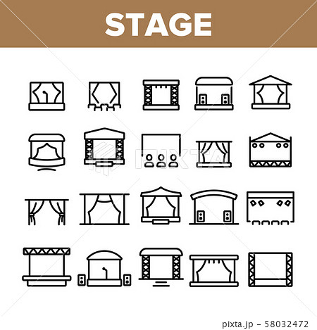 Stage Construction Collection Icons Set Vector 58032472