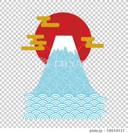 年賀状素材 富士山 七宝 和柄 イラストのイラスト素材