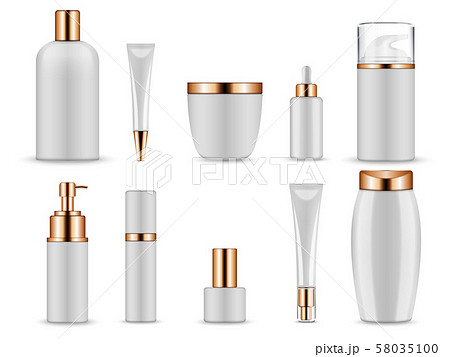 Vector realistic mockup for cosmetic containers for creams and tonic bottles 58035100