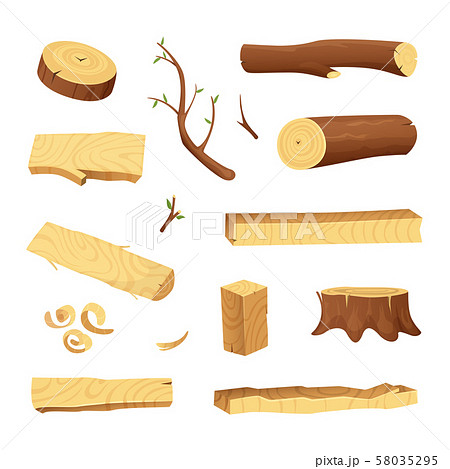 Planks from trees and different wood elements for production industry Planks from trees and different wood elements for production industry 58035295