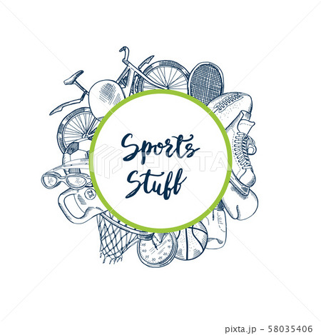 Vector hand drawn contoured sports equipment 58035406