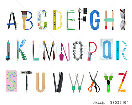 English Alphabet From Office Suppliesのイラスト素材