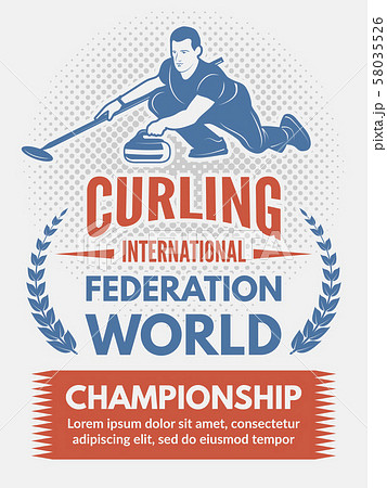 Sport poster design template with illustration of curling game Sport poster design template with illustration of curling game 58035526
