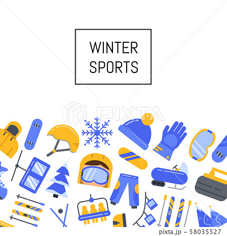 Vector winter sports equipment and attributes icons background Vector winter sports equipment and attributes icons background 58035527