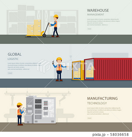 Set of warehouse banners 58036658