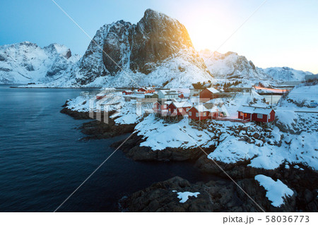 traditional norwegian wooden house 58036773