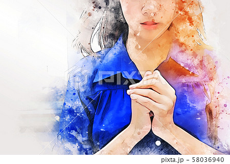 Beautiful Asia Women Portrait Are Praying And のイラスト素材