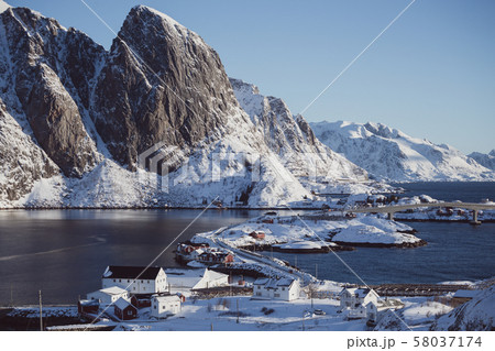 beautiful view on the city Reine 58037174