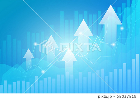 Business candle stick graph chart of stock market investment trading on blue background.Bullish point, Trend of graph. Eps10 Vector illustration.  58037819