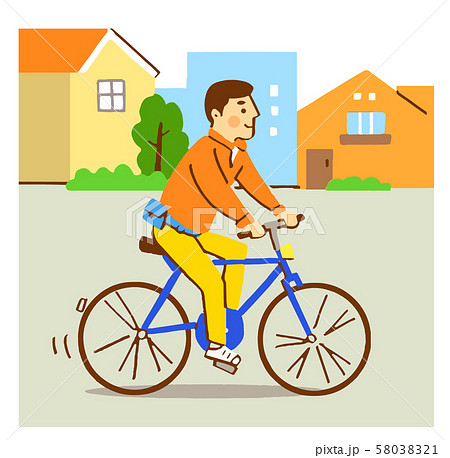 自転車に乗る男性のイラスト素材