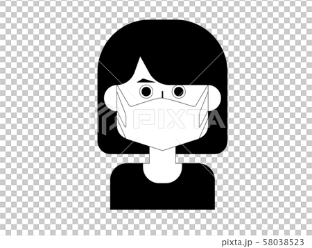 鮑勃的可愛和簡單的單色插圖削減戴著面具的女人 58038523