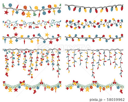 Christmas light garlands set. Colour isolated 58039962