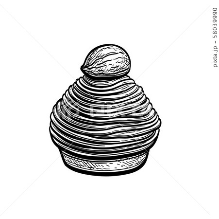 Ink sketch of Mont Blanc dessert. Ink sketch of Mont Blanc dessert. 58039990