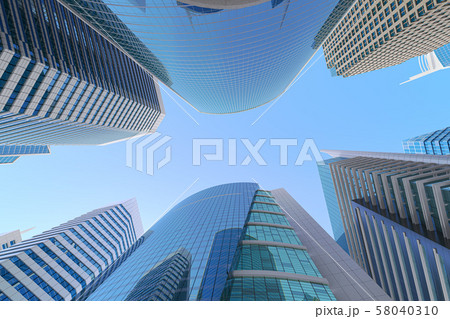 Skyscrapers on blue sky background. in modern or Skyscrapers on blue sky background. in modern or 58040310