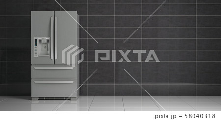 Fridge in the kitchen. Side by side stainless 58040318