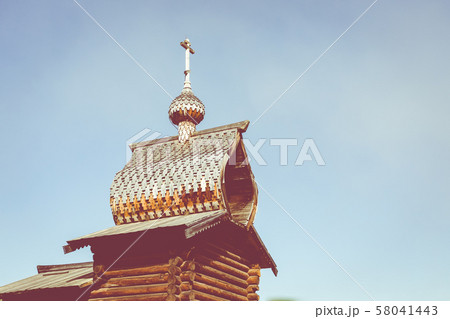 Traditional Siberian wooden house in the Taltsy Architectural-Ethnographic Museum. Traditional Siberian wooden house in the Taltsy Architectural-Ethnographic Museum. 58041443