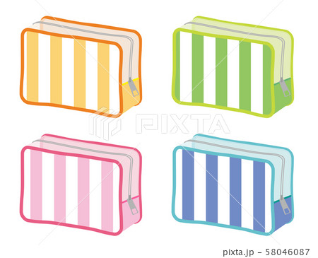 ポーチ薄め4個セットのイラスト素材 ポーチ薄め4個セットのイラスト素材