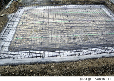 鉄筋工事 基礎工事 新築住宅 木造住宅 戸建て べた基礎の写真素材