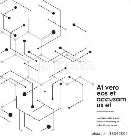 Science network pattern with connecting lines and dots on simple white background 58046396