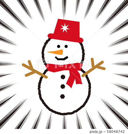 サンタ雪だるま 集中線 サンタ雪だるま 集中線 58048742
