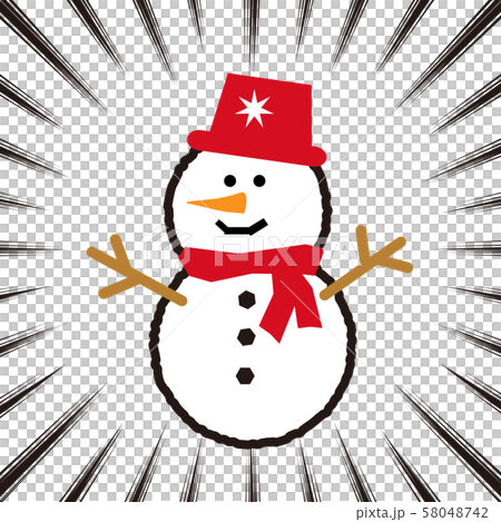 サンタ雪だるま 集中線 サンタ雪だるま 集中線 58048742