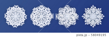 Paper cut snowflakes. 3d white decoration elements for christmas greeting, invitation cards. Vector Paper cut snowflakes. 3d white decoration elements for christmas greeting, invitation cards. Vector 58049195