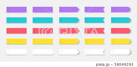 Sticky notes. Colored book and notebook marks isolated on transparent background. Vector rectangular Sticky notes. Colored book and notebook marks isolated on transparent background. Vector rectangular 58049293