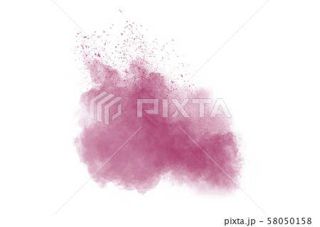 Pink powder explosion on white background.Pink dust splash cloud on background. Pink powder explosion on white background.Pink dust splash cloud on background. 58050158