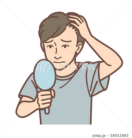 鏡で髪を気にする男性 鏡で髪を気にする男性 58052663