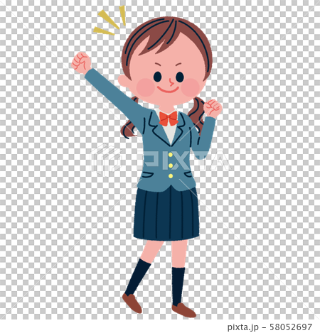 はりきる女子学生のイラストのイラスト素材