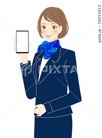 スマホ 携帯電話の使い方を説明する女性 制服 勉強会 セミナー 使い方講座のイラスト素材