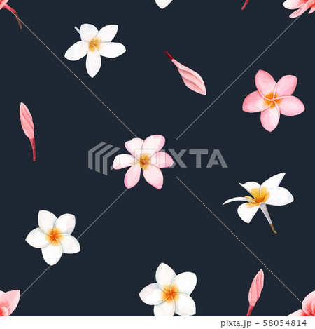 Watercolor orchid white flowers vector pattern Watercolor orchid white flowers vector pattern 58054814