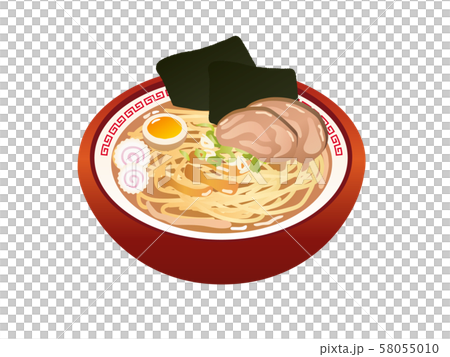 美味しそうな醤油ラーメンのイラスト 58055010