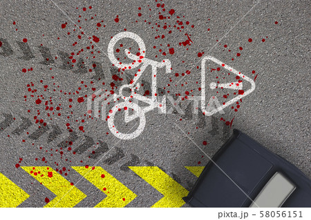 Traffic accident on bicycle lane. Road driving Traffic accident on bicycle lane. Road driving 58056151