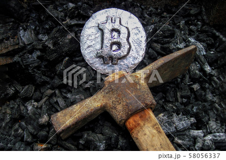 Bitcoin mining. A mine with real hardware. Symbols Bitcoin mining. A mine with real hardware. Symbols 58056337