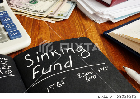 Sinking Fund sign on the page and calculator. Sinking Fund sign on the page and calculator. 58056585