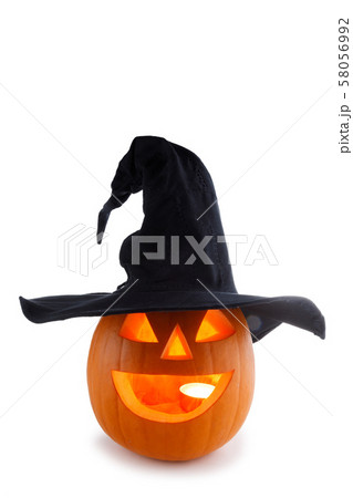 Halloween pumpkin with witches hat 58056992