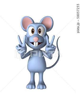 年賀状イラスト素材 ネズミのキャラクター ピースサインのイラスト素材 58057255 Pixta