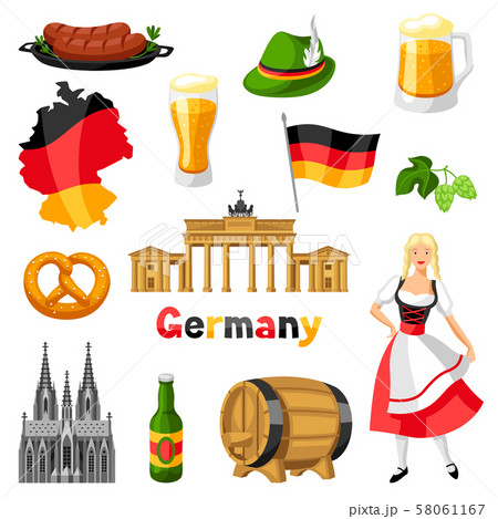 German icons set. Germany national traditional symbols. 58061167
