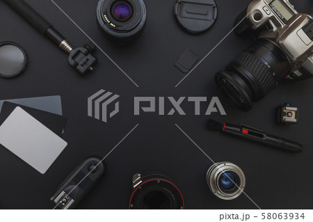 Photographer workplace with dslr camera system, 58063934