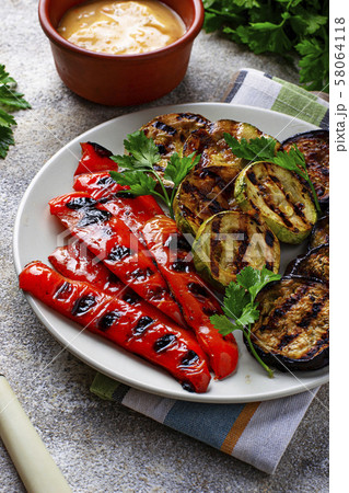 Grilled vegetables. Summer vegan food 58064118
