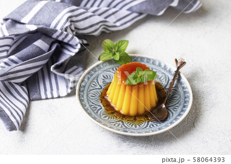 Flan or creme caramel dessert Flan or creme caramel dessert 58064393