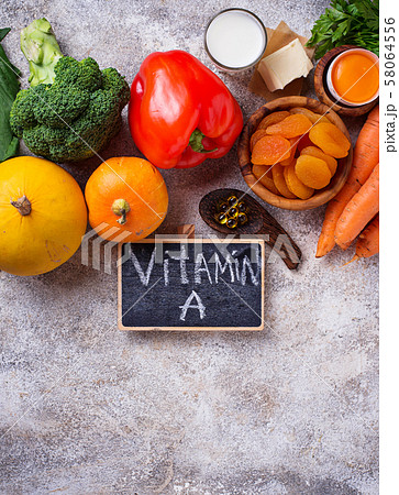 Healthy products rich in vitamin A Healthy products rich in vitamin A 58064556