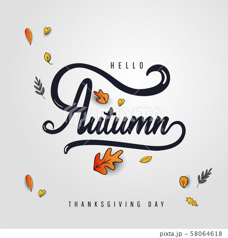 Autumn sale template with lettering and falling 58064618