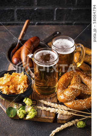 Beer, pretzels and Bavarian food 58064794