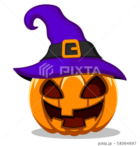 Pumpkin with a scary face in a hat on a white Pumpkin with a scary face in a hat on a white 58064897
